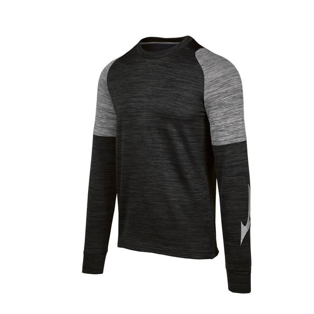 Maglietta Mizuno Velocity Long Sleeve Crew Uomo - Nere - 48750-PEDK